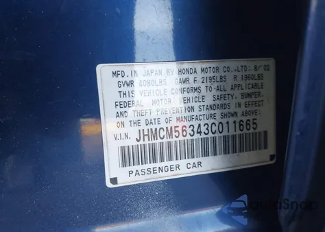 2003 Honda Accord 2.4 Lx from USA, damaged, VIN JHMCM56343C011665